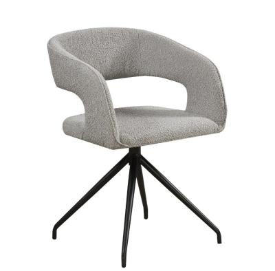 Clearance Set Of 8 Light Grey Boucle Fabric Swivel Function Black Metal Leg Dining Chair Fss15608151617