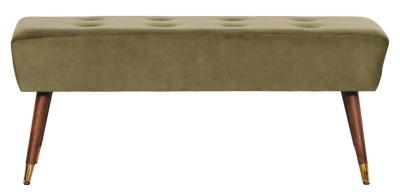 Clearance Olive Green Velvet Buttoned Ottoman Stool Fss15601