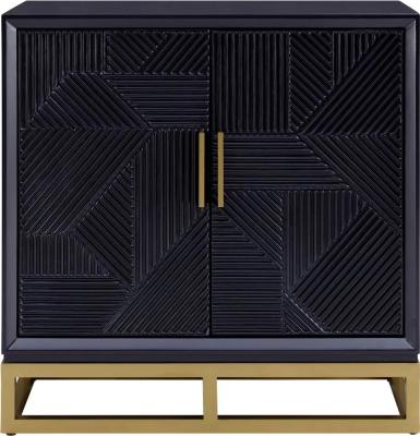 Product photograph of Clearance - Orlando Black Geometric Design 2 Door Small Sideboard - D641 from Choice Furniture Superstore