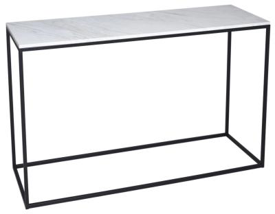 Clearance Kensal White Marble And Black Console Table Fss13282