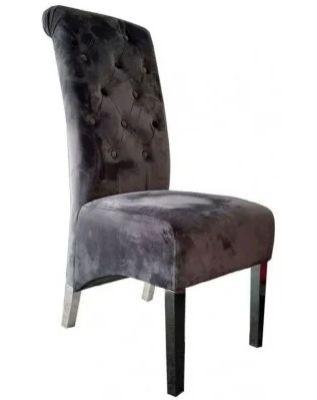 Clearance Set Of 2 Liberty Dark Grey Fabric Lion Knockerback Dining Chair With Chrome Legs Fs128