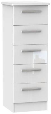 Clearance Knightsbridge High Gloss Cream And White 5 Drawer Tall Chest P41