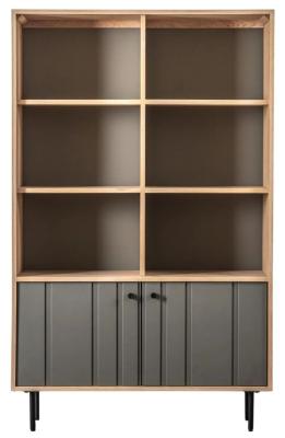 Product photograph of Clearance - Fuji Oak And Grey Painted Open Display Cabinet - Fss12568 from Choice Furniture Superstore