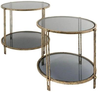 Product photograph of Clearance - Mindy Brownes Rhianna Antique Gold Round Side Table Set Of 2 - Fss15591 from Choice Furniture Superstore