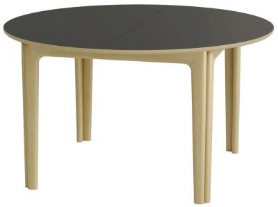 Product photograph of Clearance - Skovby Sm112 Round 8 Seater Extending Dining Table - Black Nano Laminate With Oak White Oil-finish - Without Extra Leaf - B219 from Choice Furniture Superstore