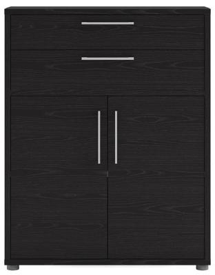 Clearance Prima Black 2 Door With 1 Shelf Bookcase Fss15743