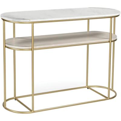 Clearance Buxton White Marble And Gold Oval Console Table Fss15824