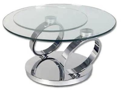 Clearance Olympia Glass And Chrome 2 Tier Swivel Round Coffee Table Fss15789