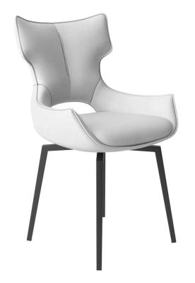 Clearance Set Of 8 Raffaello White Leather Swivel Dining Chair With Grey Base Fss15810111213