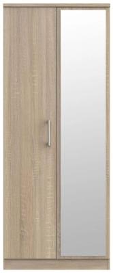 Clearance Devon Oak Effect 2 Door Tall Wardrobe 1 Mirror Fss15816