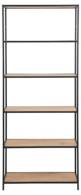 Clearance Salvo Oak And Black Tall Open Shelving Unit Fss15793