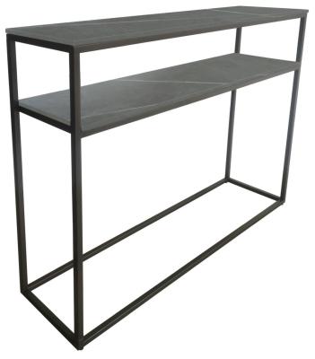 Clearance Zeus Grey Ceramic Console Table With Shelf Fss15892