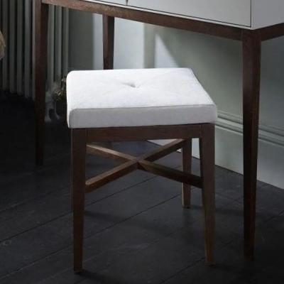 Clearance Stratford Off White And Walnut Upholstered Stool A161