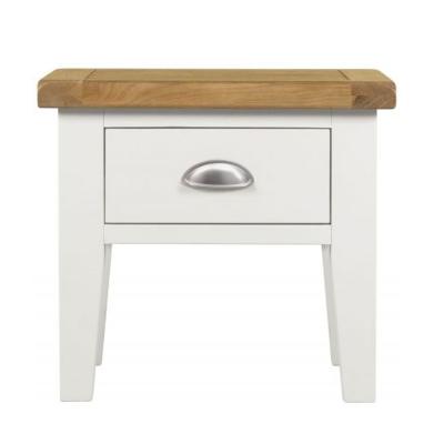 Clearance Lundy White And Oak Lamp Table With 1 Storage Drawer A48