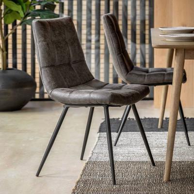 Clearance Set Of 2 Darwin Grey Leather Dining Chair A101