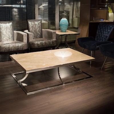 Clearance Aurora Marble Coffee Table With Stainless Steel Base A34