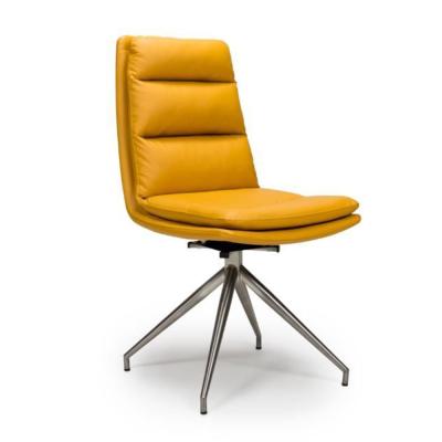 Clearance Set Of 2 Nobo Yellow Faux Leather Swivel Dining Chair With Chrome Legs Fss16018
