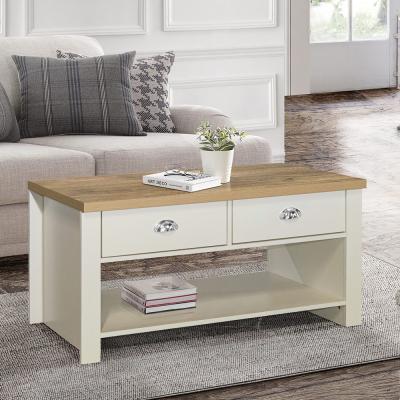 Clearance Highgate Cream And Oak Effect Coffee Table 2 Drawers Fss16011