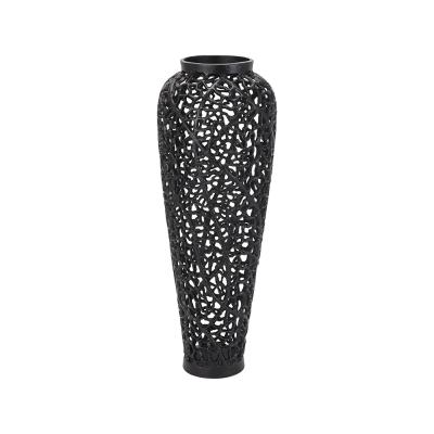 Clearance Black Aluminium Cast Lattice Vase A263