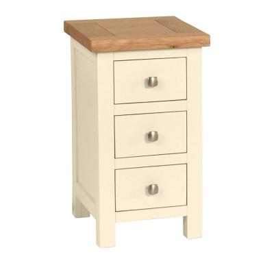 Clearance Lundy Ivory Painted 3 Drawer Compact Bedside Cabinet A317