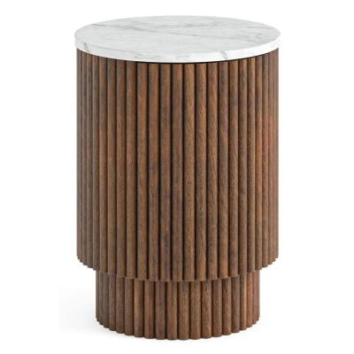 Clearance Harvard Round Fluted Side Table With White Marble Top A363