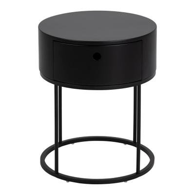 Clearance Polo Black Round 1 Drawer Bedside Table A359