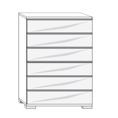 Clearance Wiemann Loft Glass Front 6 Drawer Chest With Pebble Grey Glass Front A258
