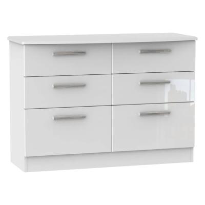 Clearance Knightsbridge White Gloss 6 Drawer Midi Chest Fss16193