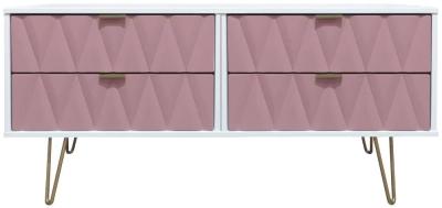 Clearance - Diamond Bed Box with Hairpin Legs - Kobe Pink and White - FS025