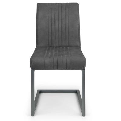 Clearance 2 X Brooklyn Charcoal Grey Suede Fabric Cantilever Dining Chair Fss16344