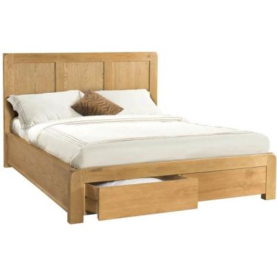 Clearance Curve Oak 2 Drawer 5ft King Size Storage Bed Fss16347