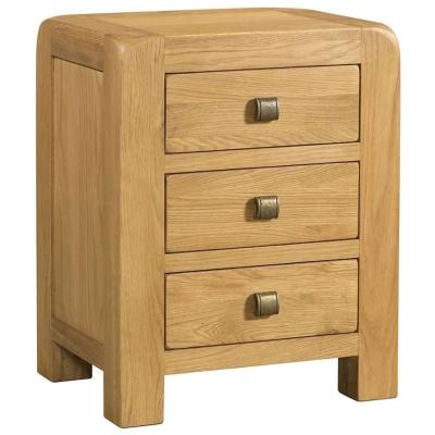 Clearance Curve Oak 3 Drawer Bedside Cabinet Fss16346