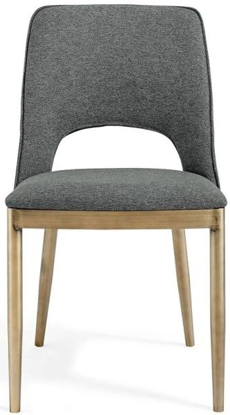 Clearance - Morgan Brass and Grey Linen Fabric Dining Chair (Sold in Pairs) - FSS13419