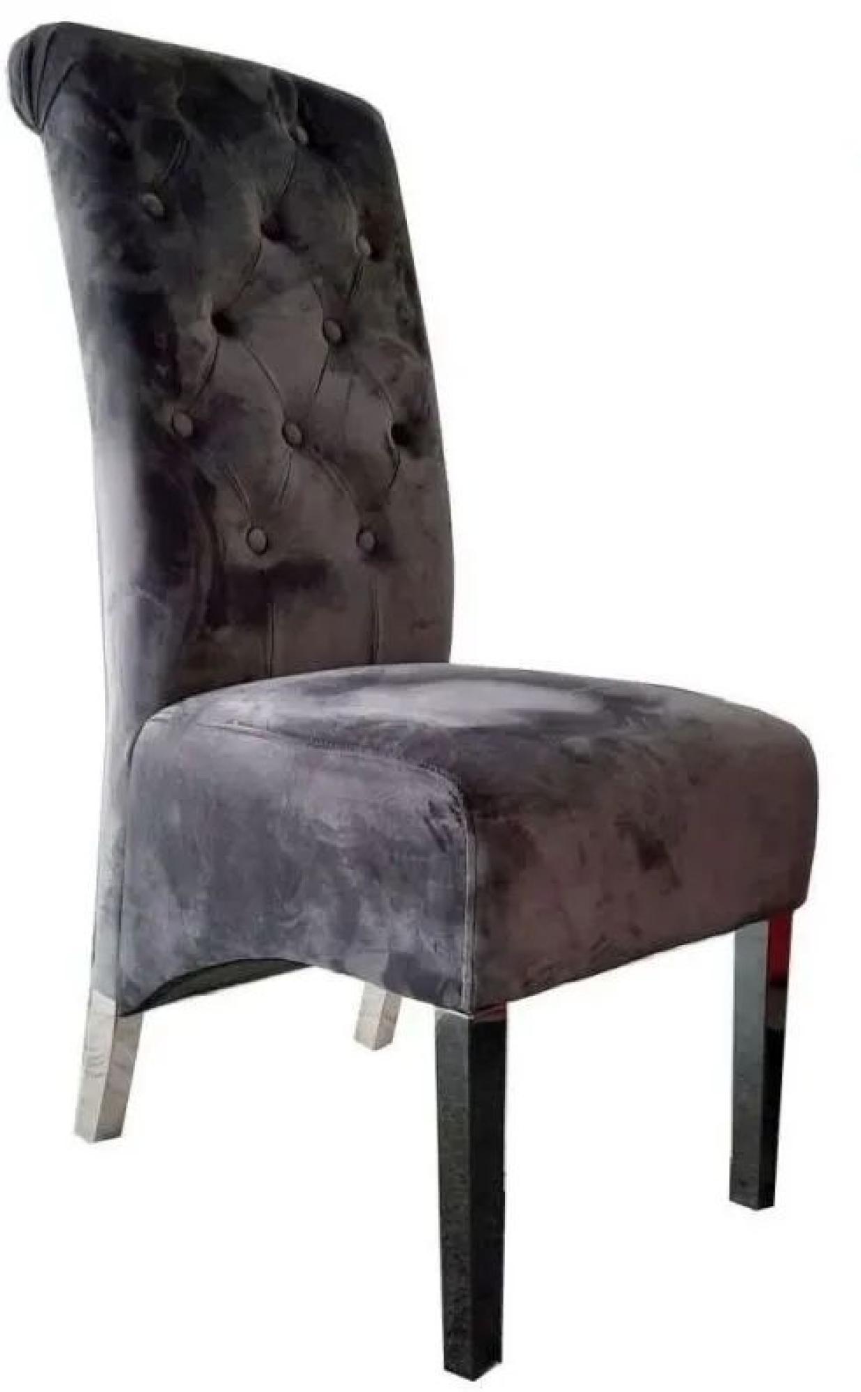 Clearance - Liberty Dark Grey Fabric Lion Knockerback Dining Chair with Chrome Legs (Sold in Pairs) - FS128