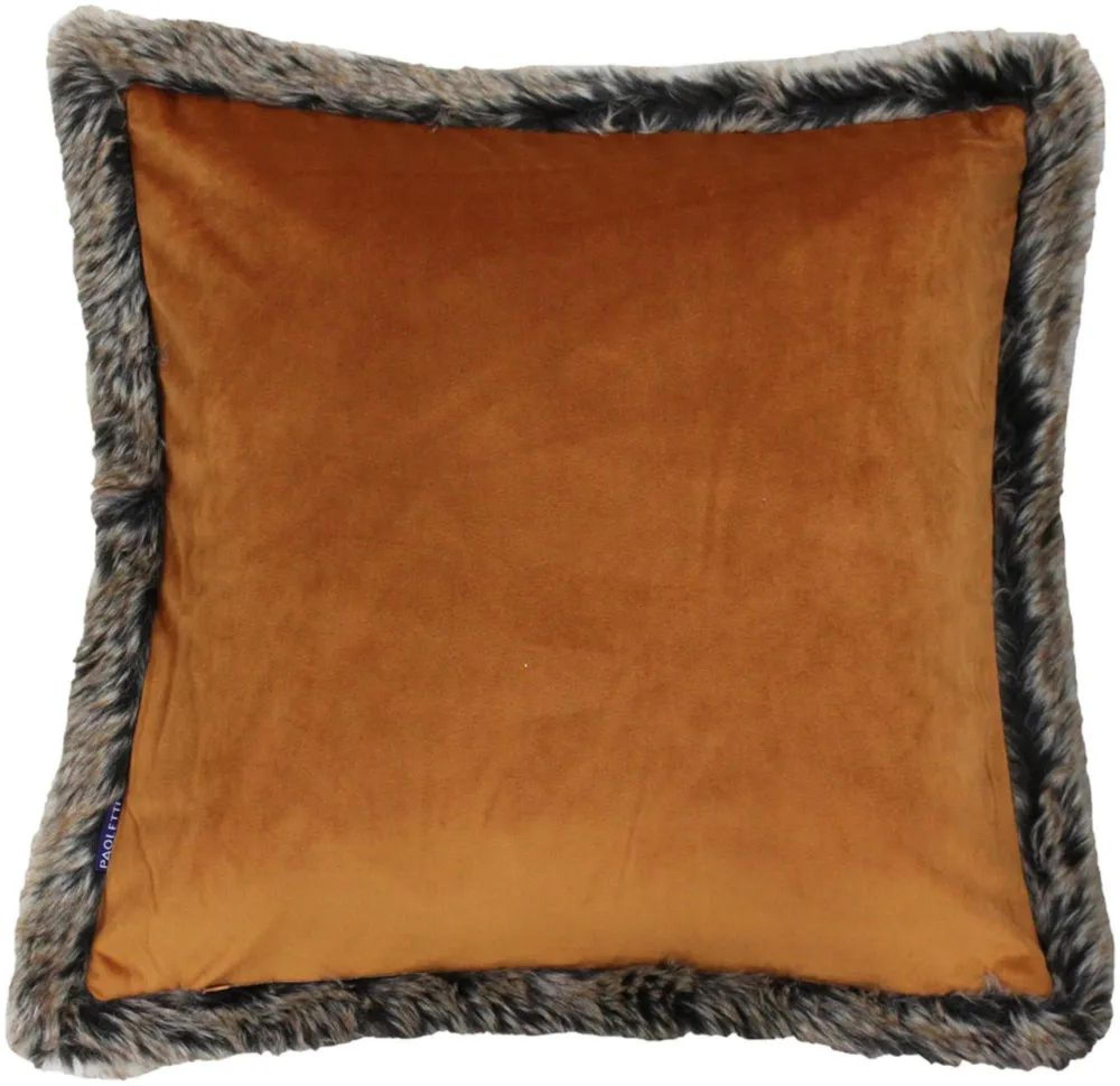 Clearance - Kiruna Rust Faux Fur Trim Cushion - FSS15853