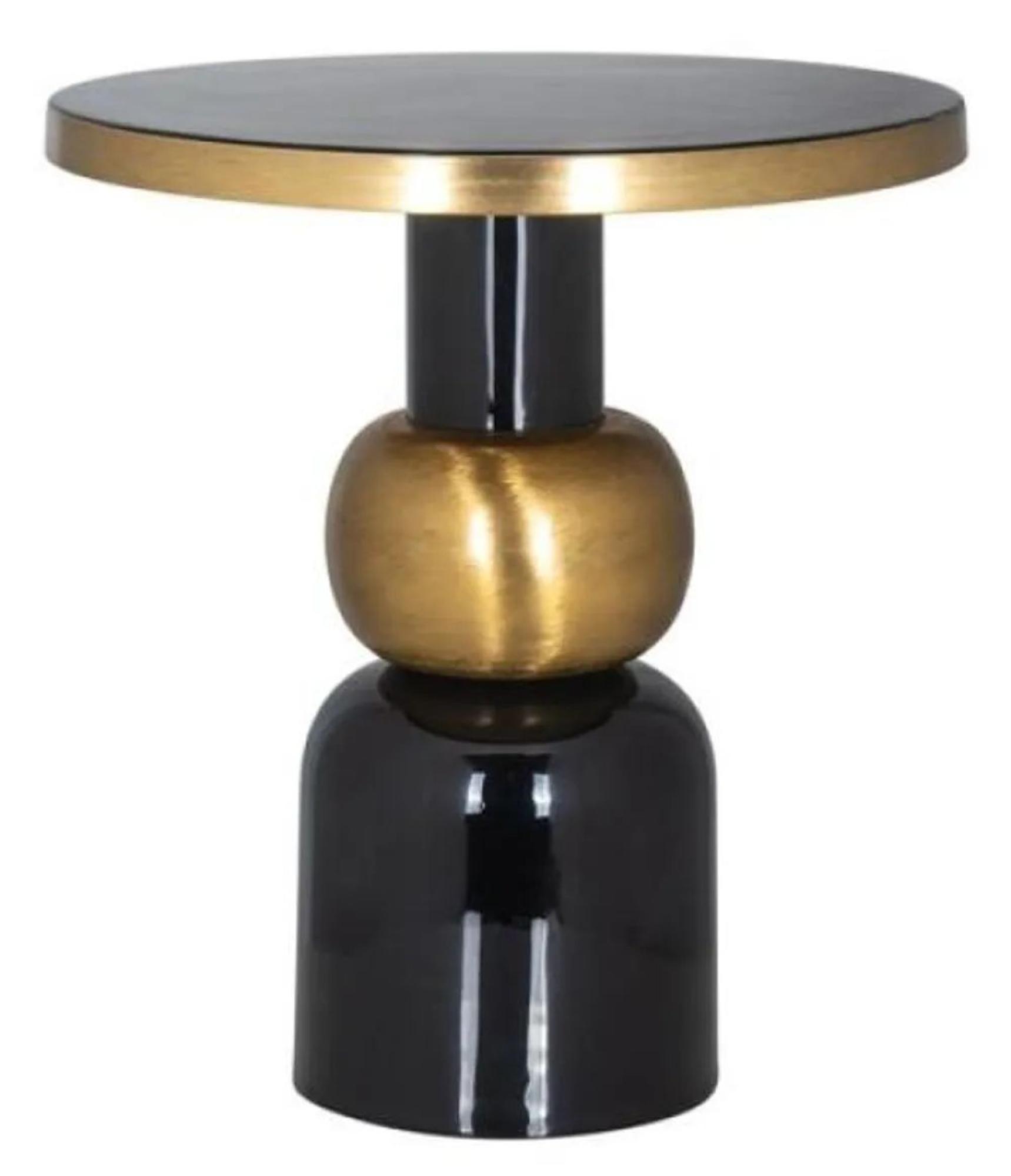 Clearance - Mose Gold and Black Large Round Side Table - FSS15881