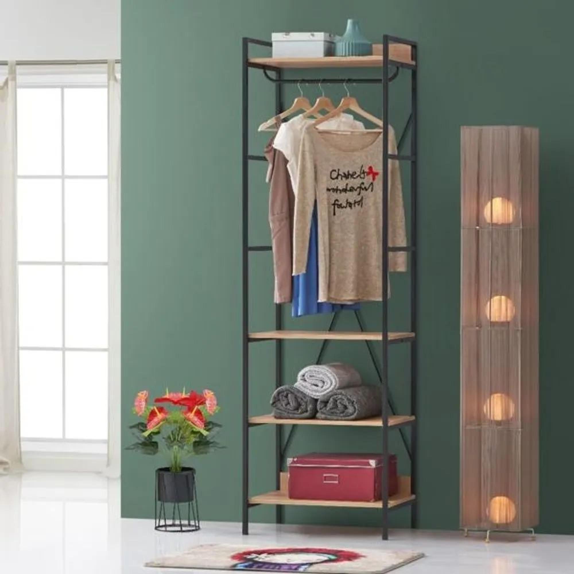 Clearance - Claire Light Oak 4 Shelves Narrow Open Wardrobe - FSS16005