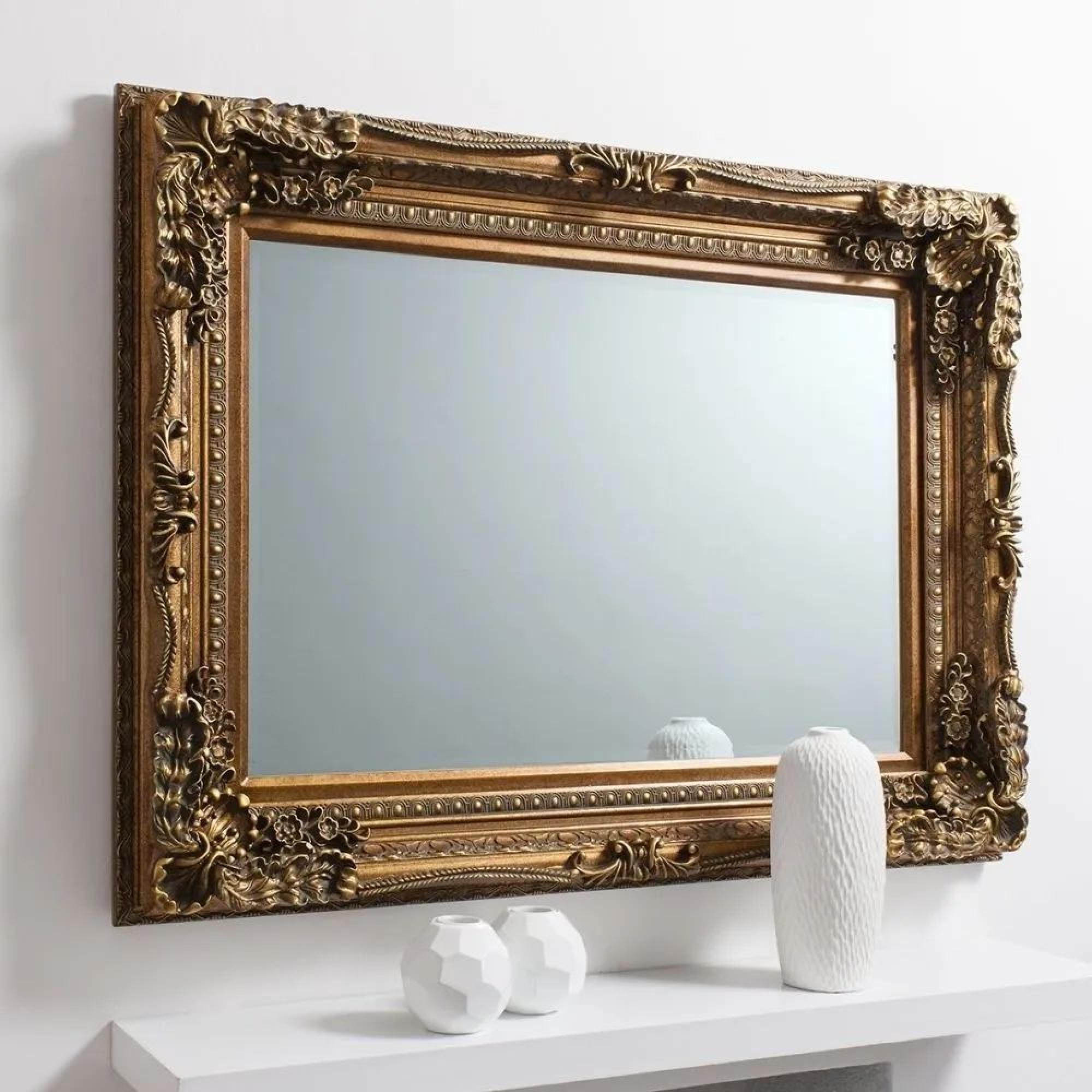 Clearance - Carved Louis Gold Rectangular Mirror - 89.5cm x 120cm - FSS16008