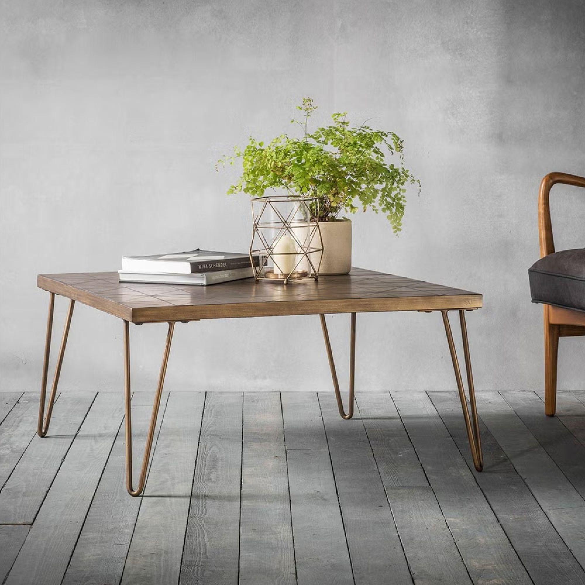 Clearance - Pompeii Metallic Ceramic Square Coffee Table - A138