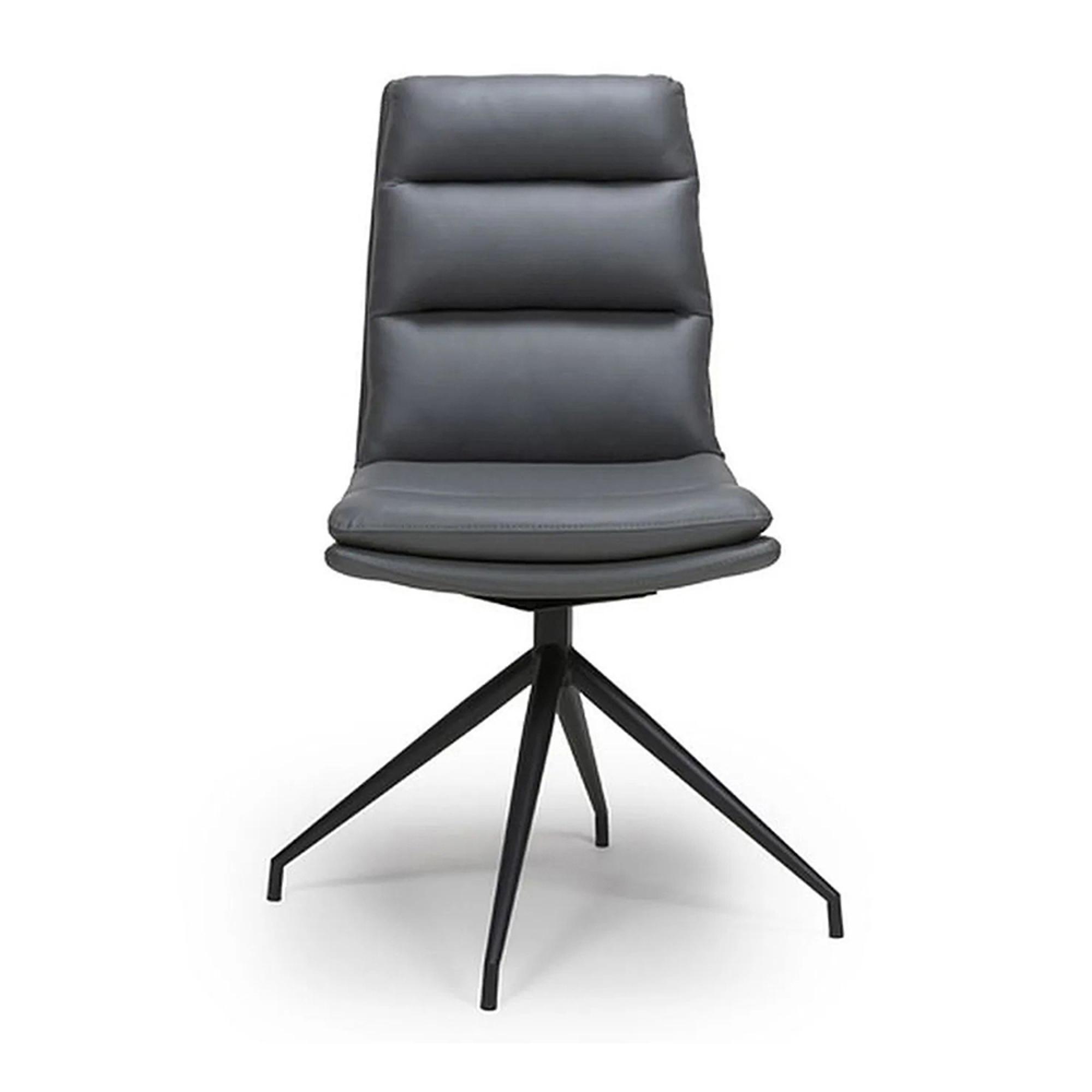 Clearance - 2 x Nobo Grey Faux Leather Swivel Dining Chair with Black Legs - A300