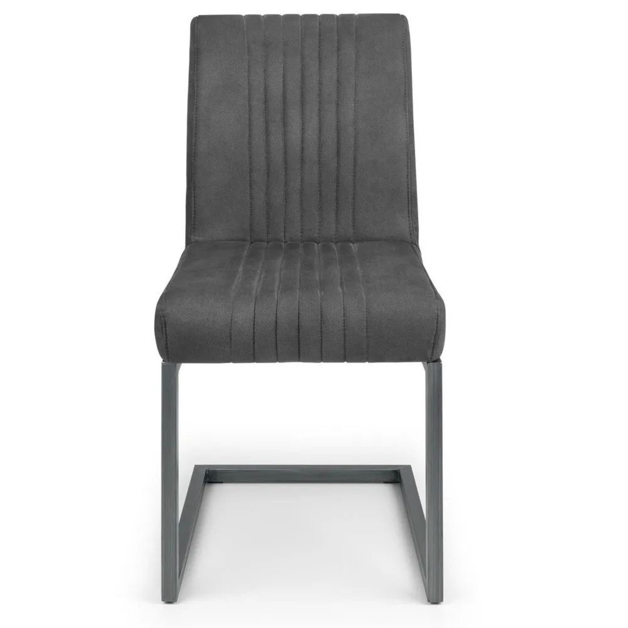 Clearance - 4 x Brooklyn Charcoal Grey Suede Fabric Cantilever Dining Chair - A346/48