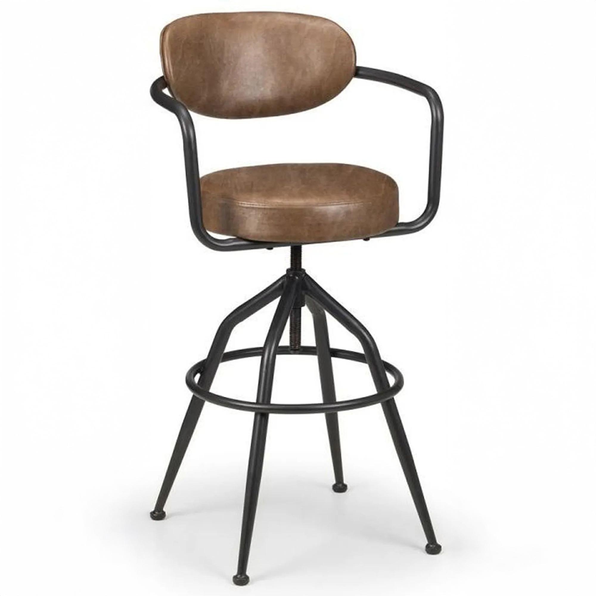 Clearance - 2 x Barbican Brown Swivel Barstool with Back - A337