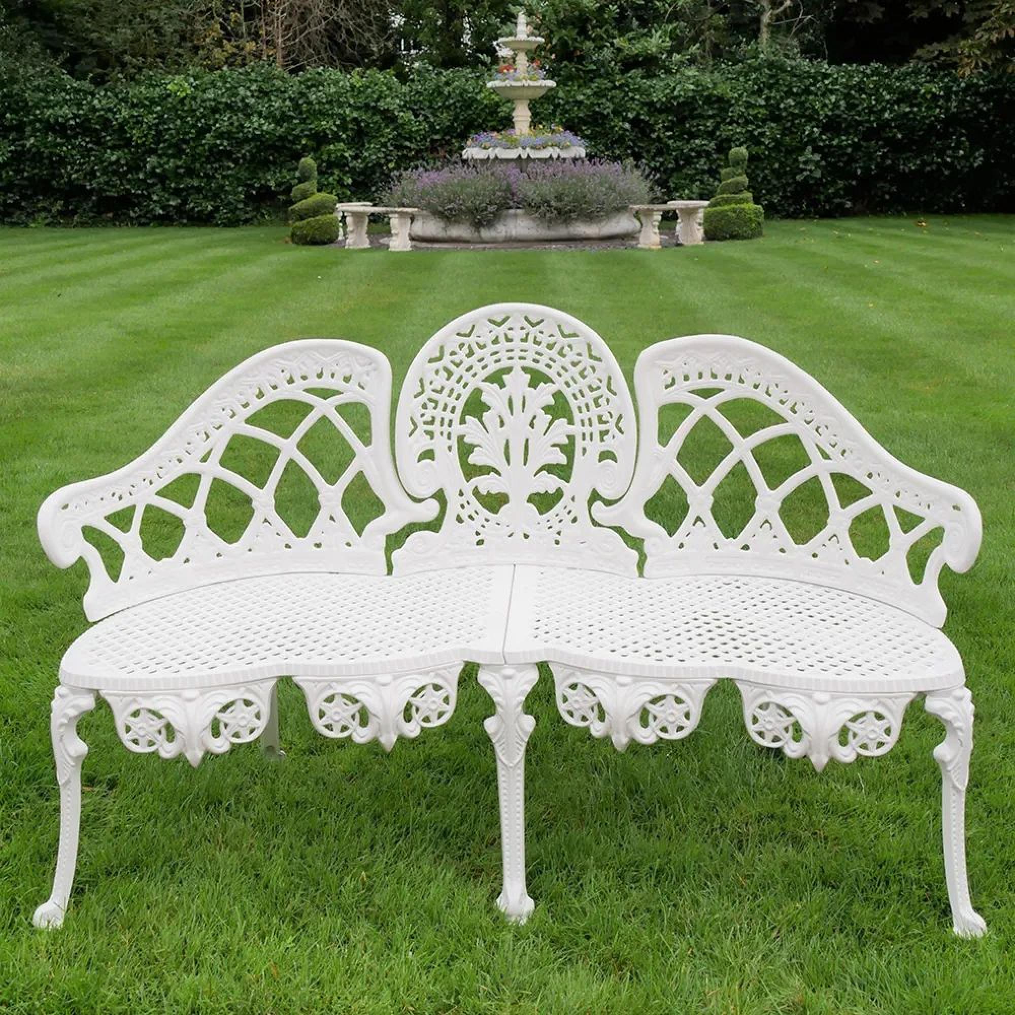 Clearance - White Metal Garden Bench - A253