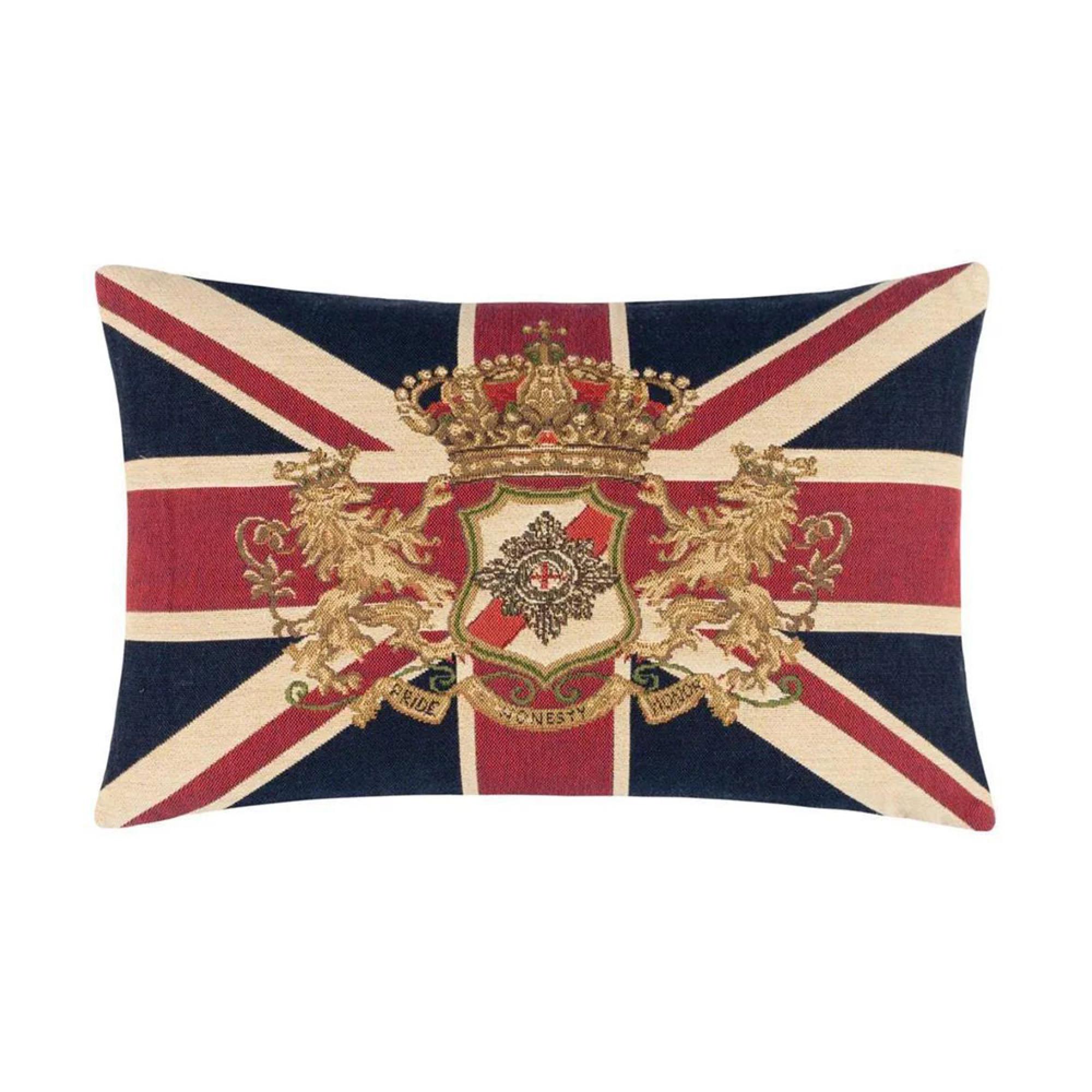 Clearance - Evans Lichfield Union Jack Lion Crest Flag Blue and Red Tapestry Cover - FSS16253