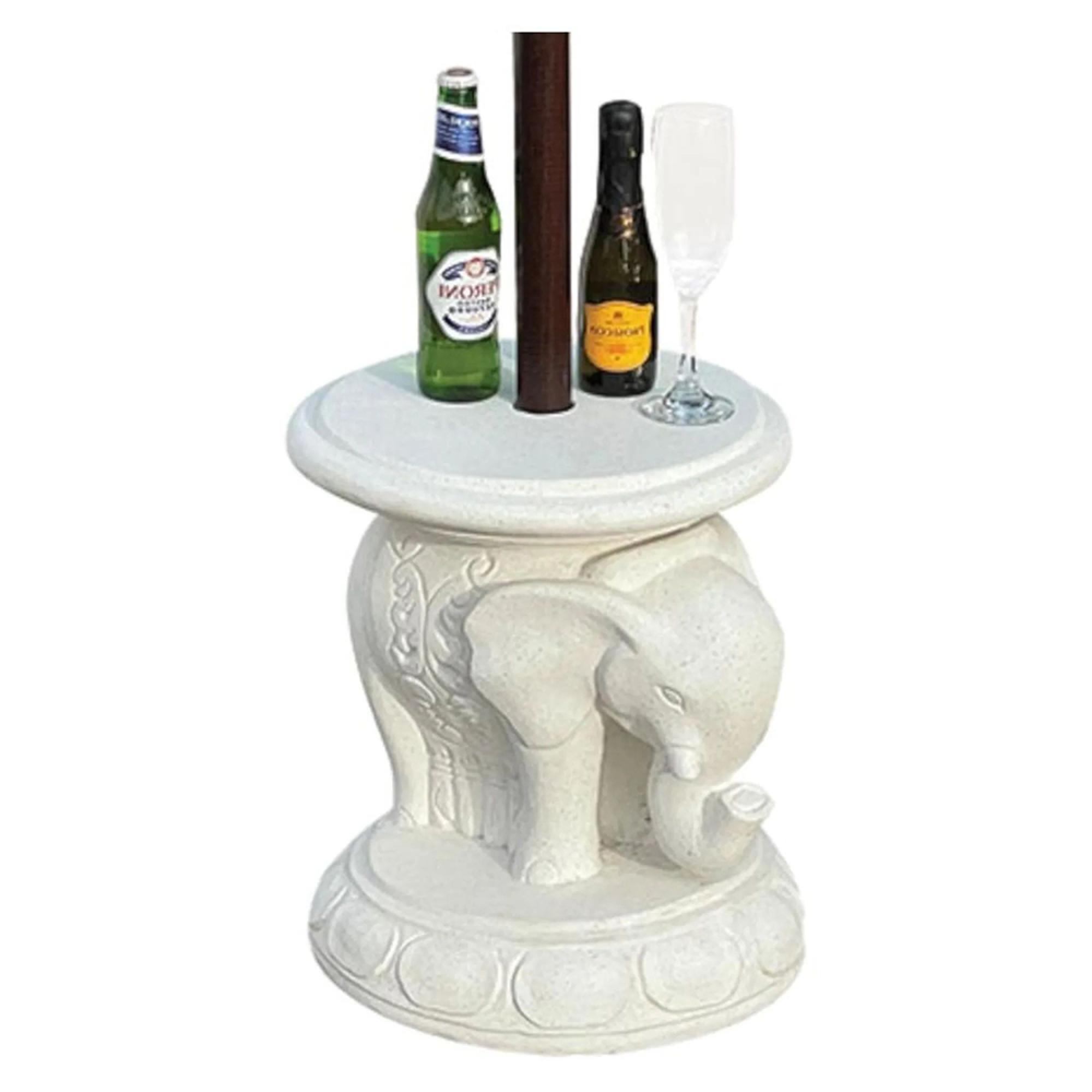 Clearance - Bali White Drinks Table Elephant Parasol Base - FSS16317