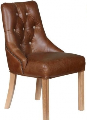 Product photograph of Additions Stanton Brown Leather Dining Chair Sold In Pairs from Choice Furniture Superstore