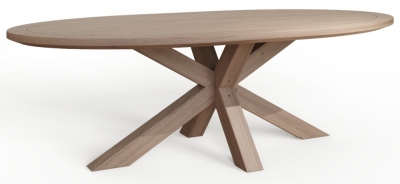 Product photograph of Carlton Barkington Oak 10 Seater Oval Dining Table With Double Cross Legs - 240cm from Choice Furniture Superstore