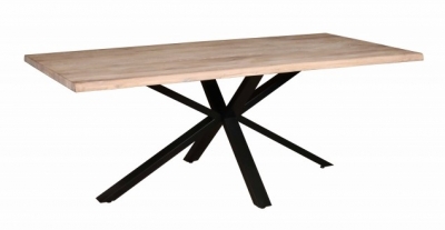 Product photograph of Carlton Modena Grey Oiled 8 Seater Dining Table 200cm With Spider Metal Legs Rectangular Top from Choice Furniture Superstore
