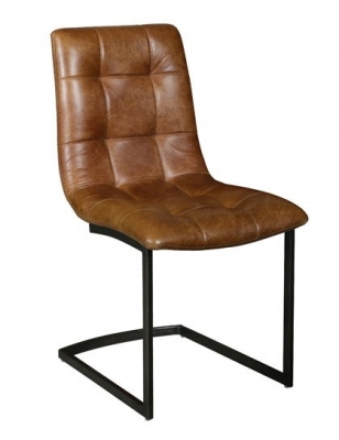 Product photograph of Carlton Contempo Bespoke Leo Leather With Metal Legs Dining Chair from Choice Furniture Superstore