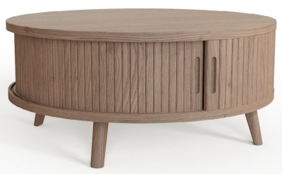Product photograph of Carlton Tambour Grey Round Coffee Table from Choice Furniture Superstore
